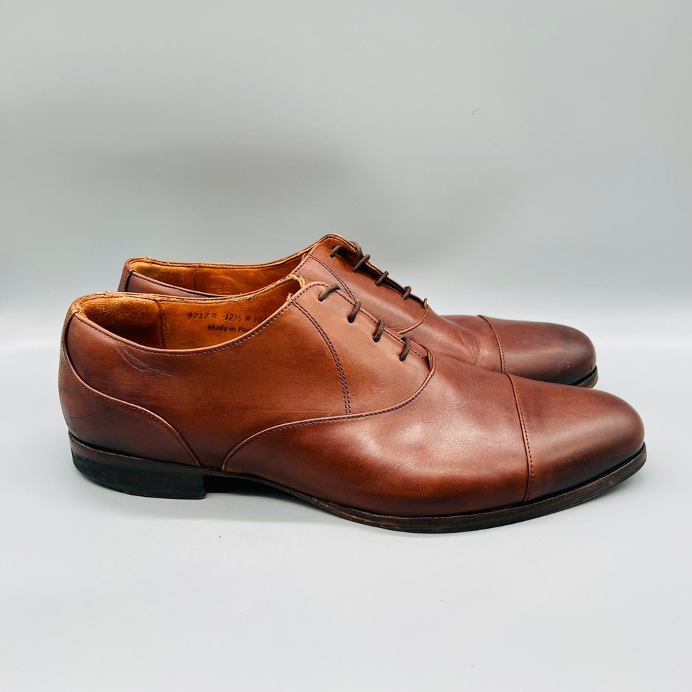 Wolf & Shepherd Shoes Mens 12.5 Brown Leather Cap Toe Lace Up Oxford Dress
